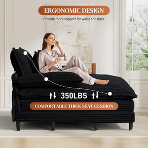 Oversized Indoor Chaise Lounge Chair with Adjustable Backrest