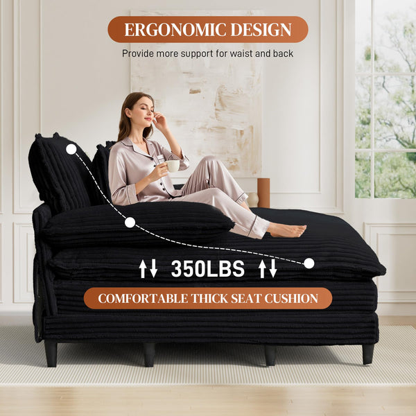Oversized Indoor Chaise Lounge Chair with Adjustable Backrest
