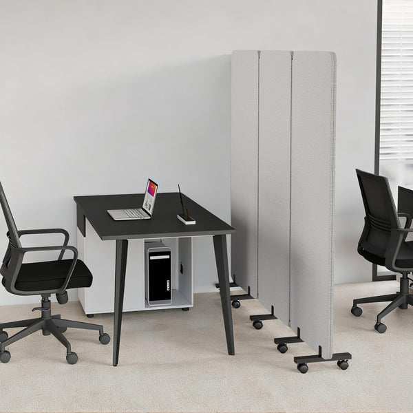 3-Panel Foldable Room Divider with Wheels, 71"W x 66"H