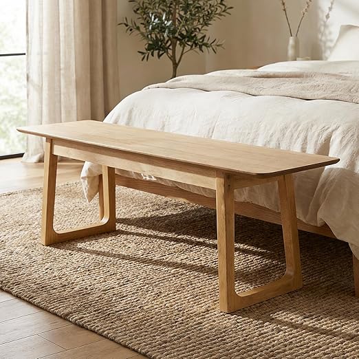 55 Inch Rustic Farmhouse Entryway Bench – Solid Wood, Multi-Room