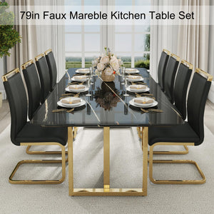 Modern Marble Dining Table Set with Chairs