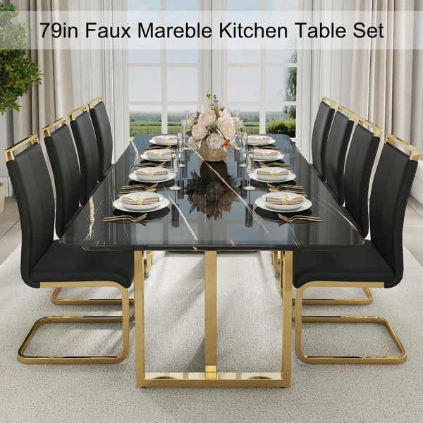 Modern Marble Dining Table Set with Chairs