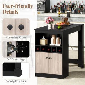 48" Bar Table with Storage Cabinet & Wine Rack