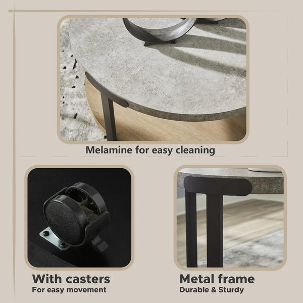 Round 3-Piece Occasional Table Set with Casters