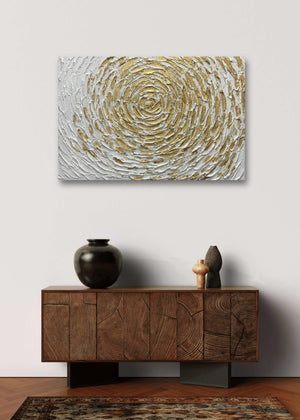 Hand-Painted Abstract Canvas Wall Art – 24x36 Inch Framed Oil Painting