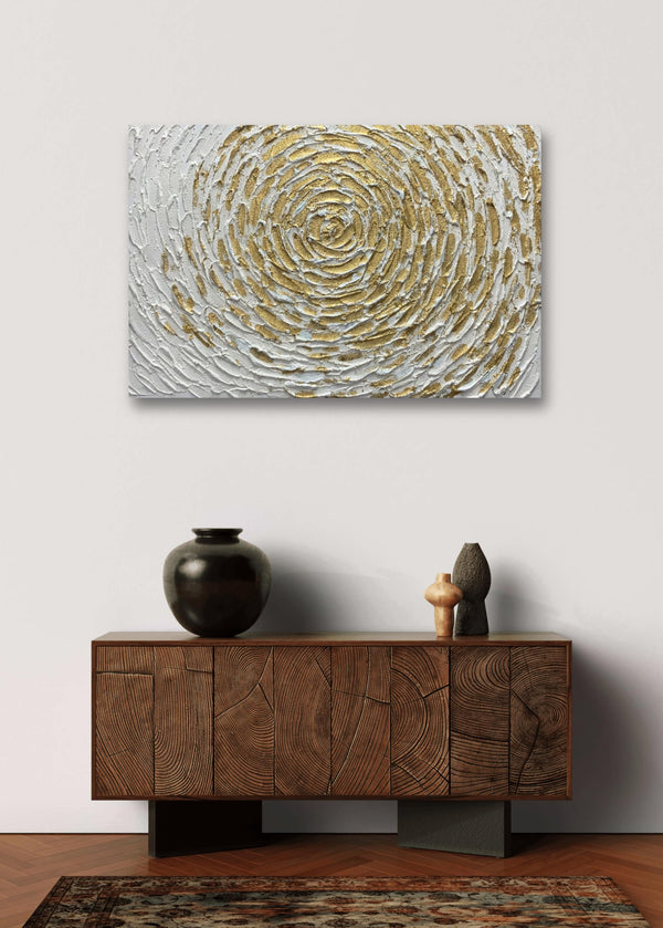 Hand-Painted Abstract Canvas Wall Art – 24x36 Inch Framed Oil Painting