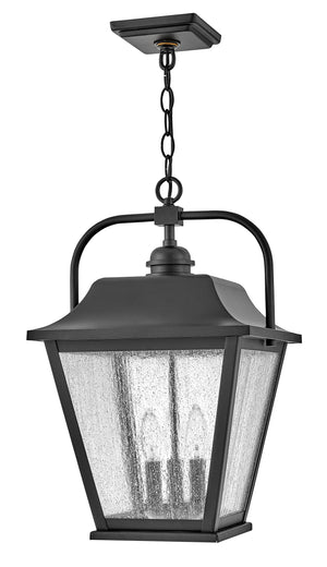 Black Aluminum Outdoor Hanging Lantern with Clear Seedy Glass