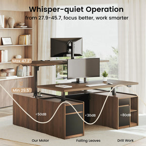 Electric Standing Desk with Drawers & Storage – 70.8" Adjustable Wood Executive Desk