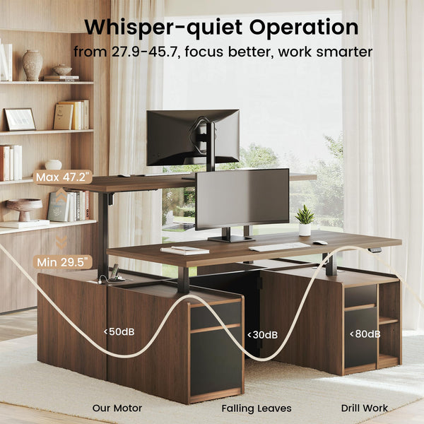 Electric Standing Desk with Drawers & Storage – 70.8" Adjustable Wood Executive Desk