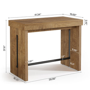 Farmhouse Counter Height Bar Table with Metal Footrest