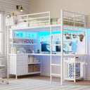 Twin Loft Bed with L-Shaped Gaming Desk & Storage