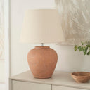 Rustic Terracotta Ceramic Table Lamp with Fabric Shade