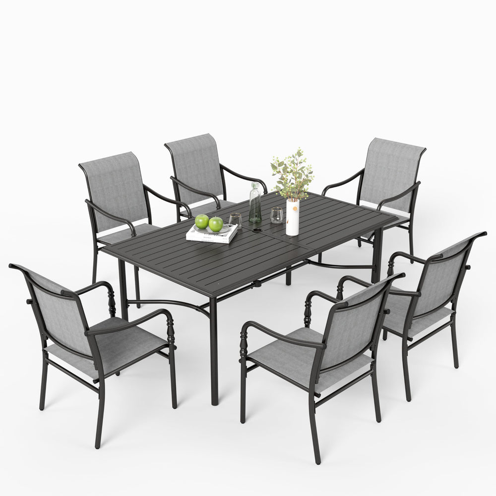 Outdoor Patio Dining Set with Textilene Chairs & Rectangular Table