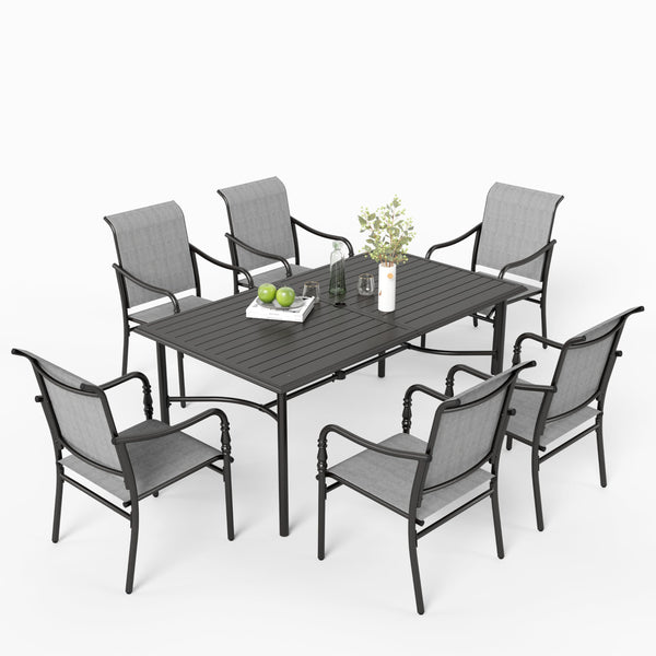 Outdoor Patio Dining Set with Textilene Chairs & Rectangular Table