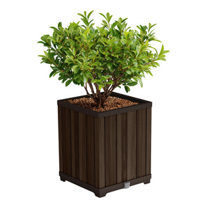 Self-Watering Resin Planter with Wood Look Finish