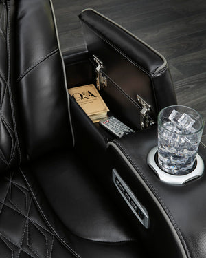 Power Reclining Sofa with Adjustable Headrest & LED Lighting