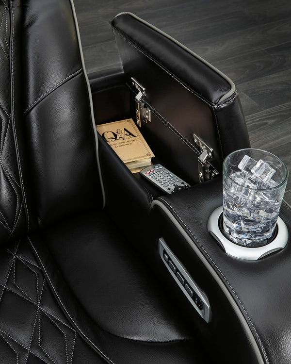 Power Reclining Sofa with Adjustable Headrest & LED Lighting