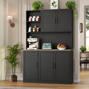 Kitchen Pantry Storage Cabinet with Microwave Stand