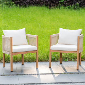 Outdoor Rope Dining Chairs with Cushions