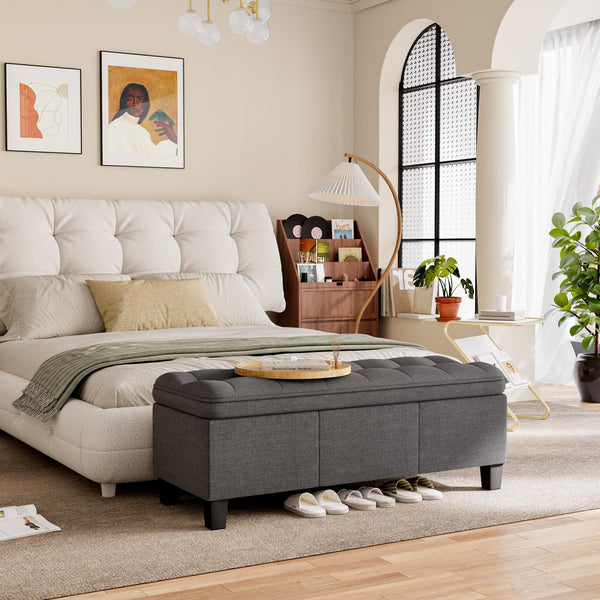 47-Inch Storage Ottoman Bench with Legs