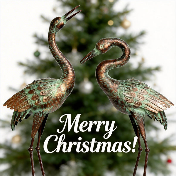 Metal Crane Garden Statues – Outdoor Heron Sculptures