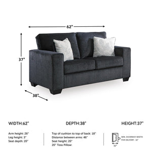 Modern Chenille Loveseat with Accent Pillows
