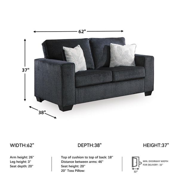 Modern Chenille Loveseat with Accent Pillows