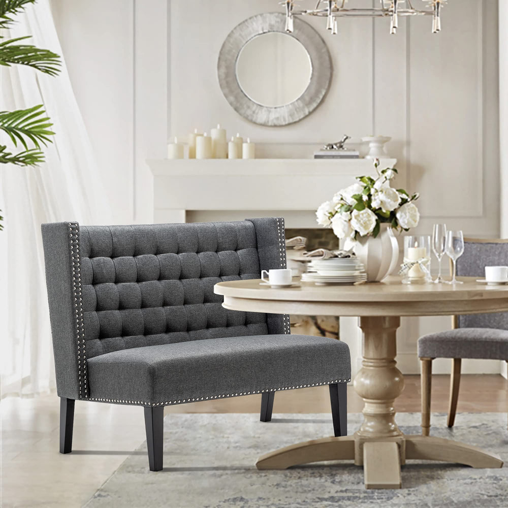 Small Tufted Loveseat Sofa with Nail Head Trim