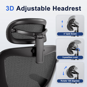 Ergonomic Mesh Office Chair with 3D Armrests & Adjustable Lumbar Support