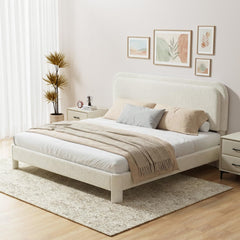 King Size Boucle Upholstered Bed Frame