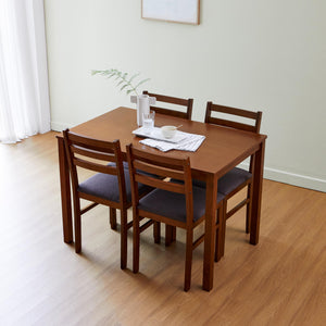 5-Piece Modern Farmhouse Solid Wood Dining Table Set for 4