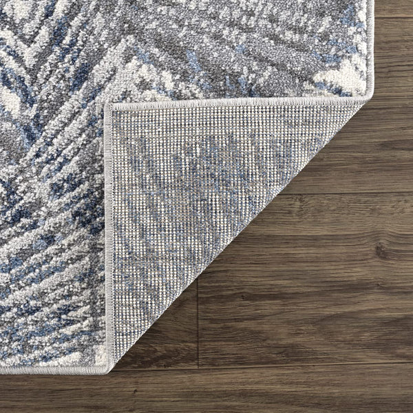 Palm Leaves Blue Grey Area Rug