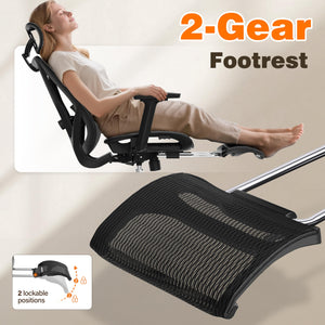 Ergonomic Mesh Office Chair with Footrest, Reclining Back & Adjustable Lumbar Support