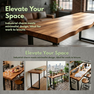 Farmhouse Narrow Bar Table – Solid Wood, Industrial Style