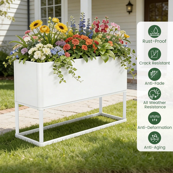 Large Metal Planter Box with Legs — Rectangular Raised Garden Bed for Outdoor & Indoor Use