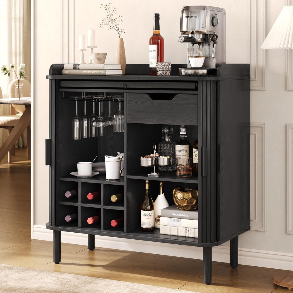 Mid-Century Modern Bar Cabinet with Charging Station