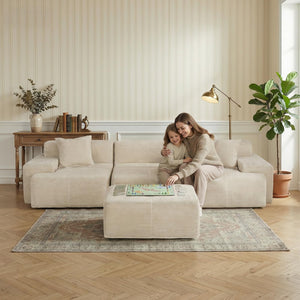 Modular Sectional Sofa with Ottoman – Chenille Cloud Couch