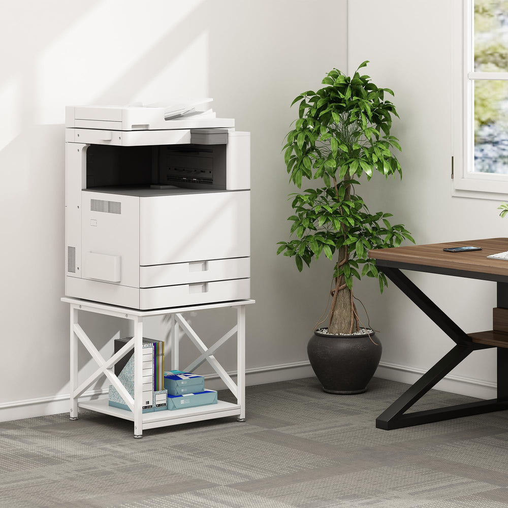 2-Tier Rolling Printer Stand with Storage Shelf