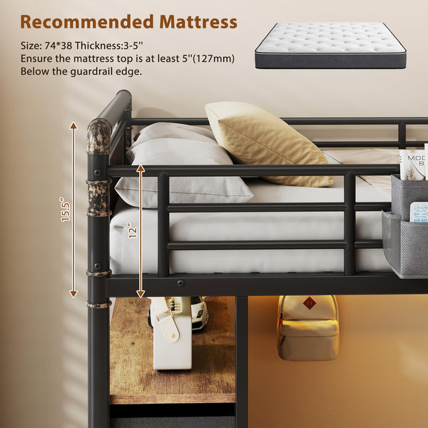 Twin Loft Bed with Desk & Storage Drawers
