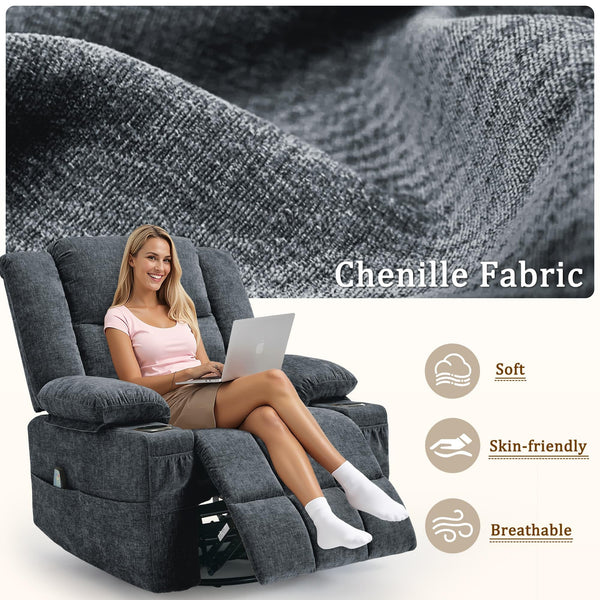360° Swivel Rocker Recliner with Massage & Heating