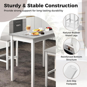 3-Piece Counter Height Dining Table Set with 2 Bar Stools