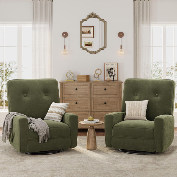 Swivel Rocking Glider Recliner Chair with Adjustable Backrest & Footrest