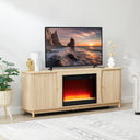 Fireplace TV Stand with Sliding Doors & Storage