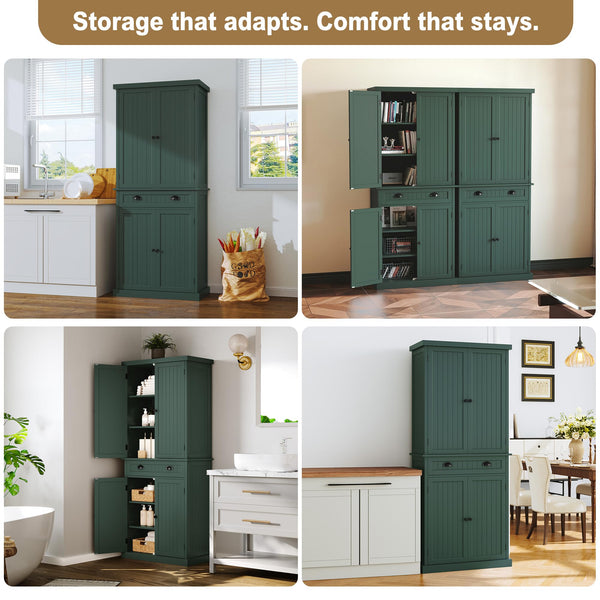 72" Tall Kitchen Pantry Cabinet with Drawer & Adjustable Shelves