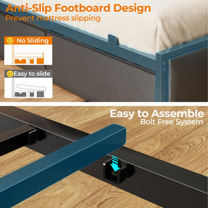 Queen & Full Platform Bed with Storage Headboard, LED Lights & Charging Station