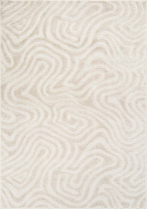 Cream Sculpted Swirl Area Rug