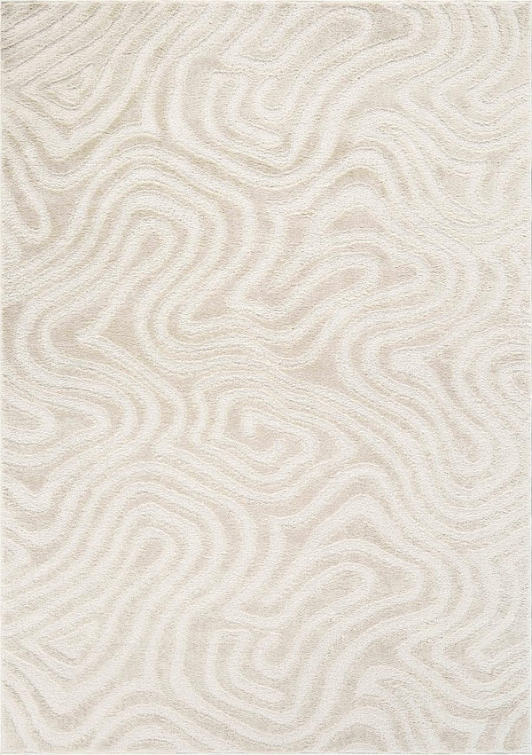 Cream Sculpted Swirl Area Rug