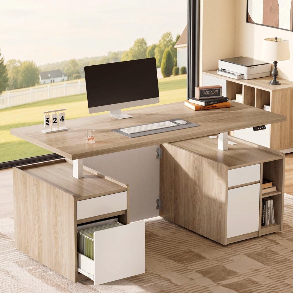 Electric Standing Desk with Drawers & Storage, 70.87"