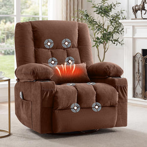 Fabric Reclining Sofa Set with Cup Holders & Side Pocket