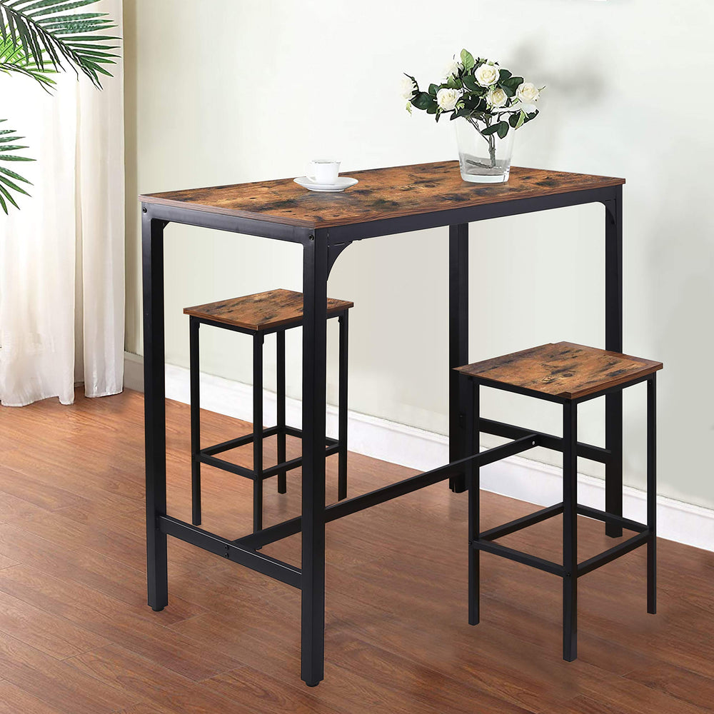 47" Industrial Bar Table, Counter Height Pub Table, Rustic Brown